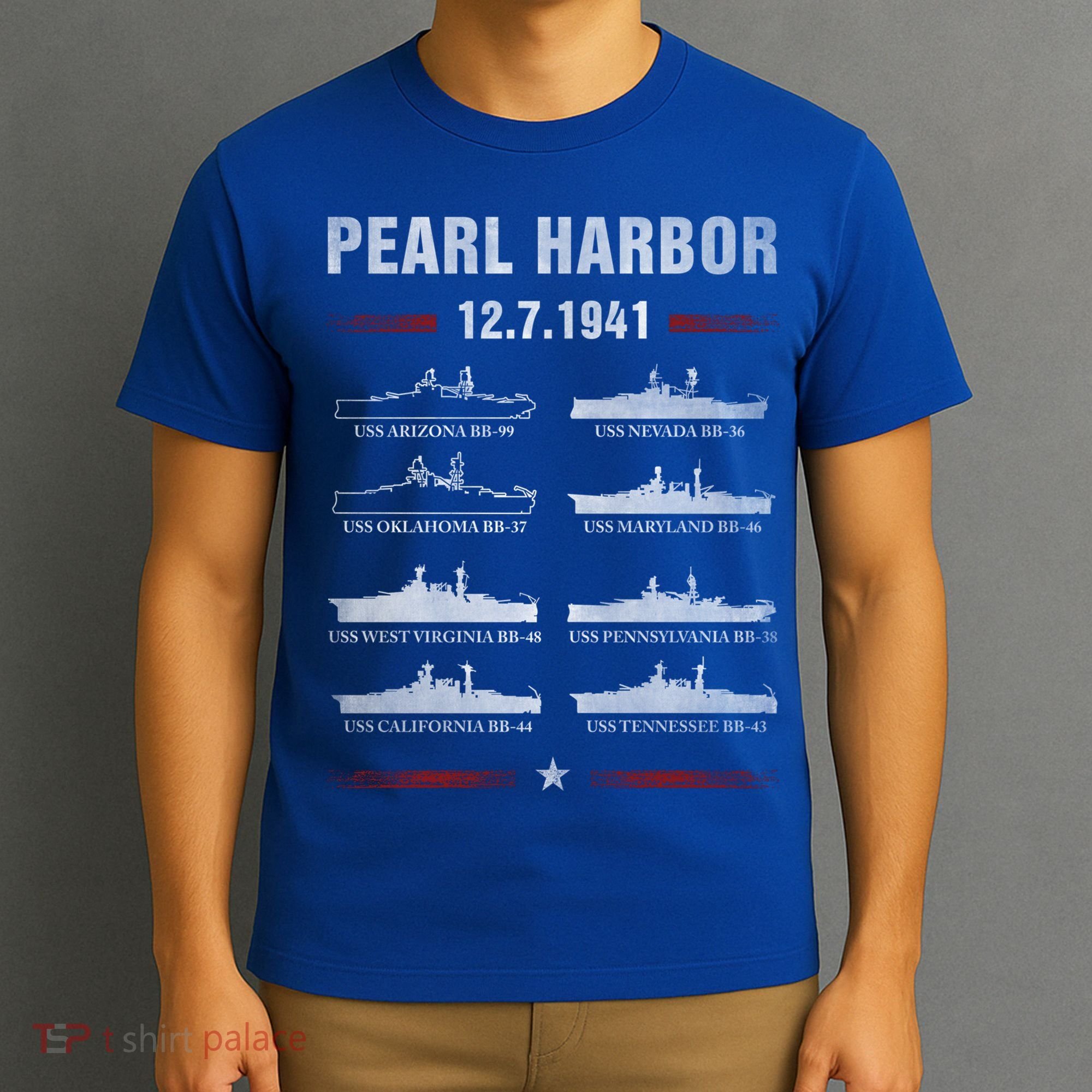 Pearl Harbor Battleship Memorial Day December 7th 1941 Wwii Cute Gift T-Shirt