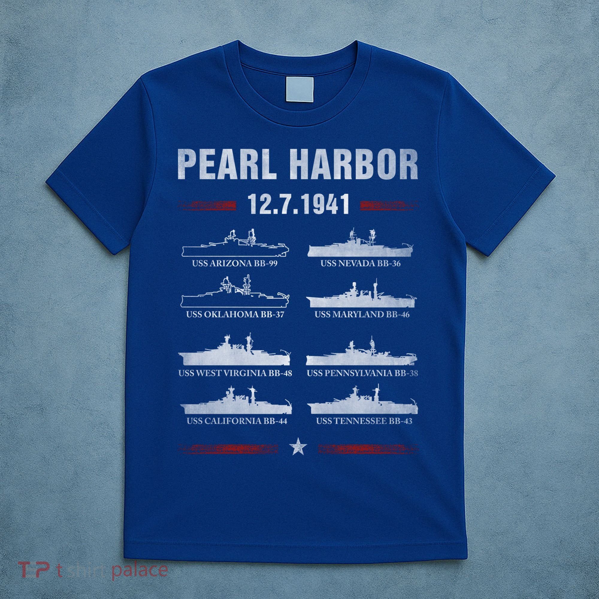 Pearl Harbor Battleship Memorial Day December 7th 1941 Wwii Cute Gift T-Shirt
