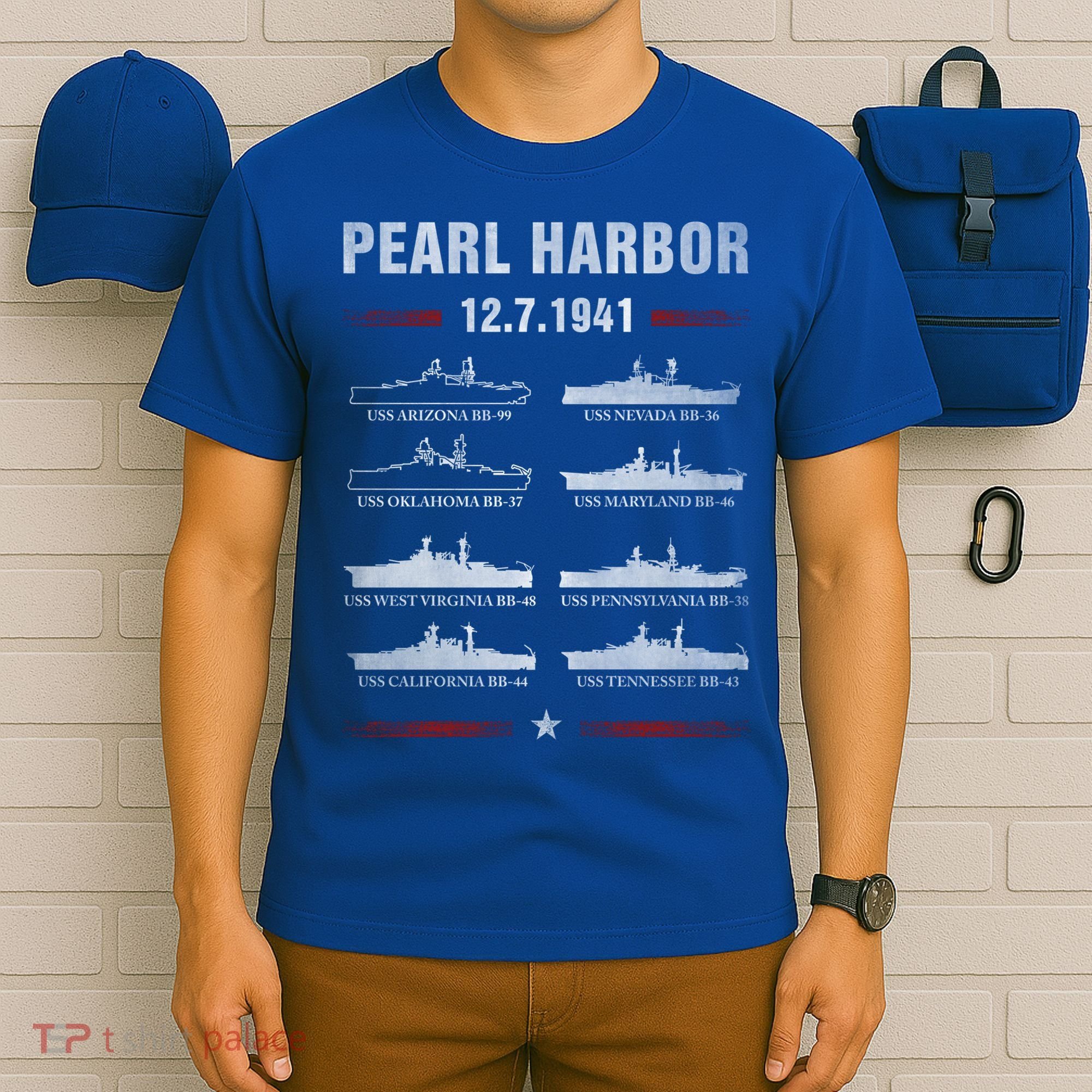 Pearl Harbor Battleship Memorial Day December 7th 1941 Wwii Cute Gift T-Shirt