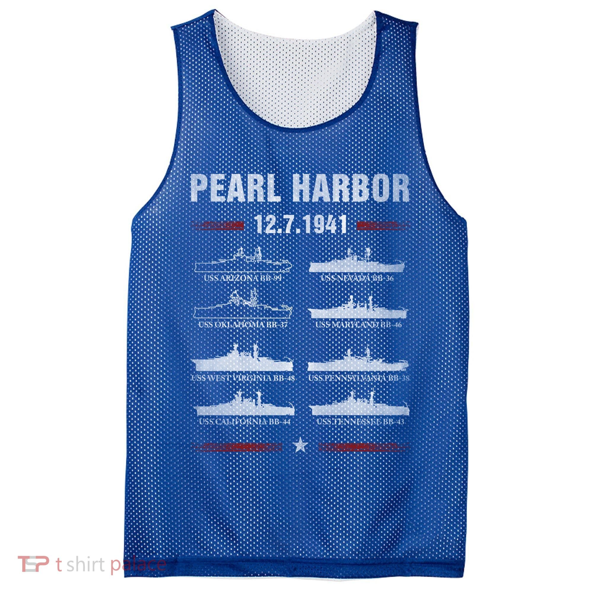 Pearl Harbor Battleship Memorial Day December 7th 1941 Wwii Cute Gift Mesh Reversible Basketball Jersey Tank