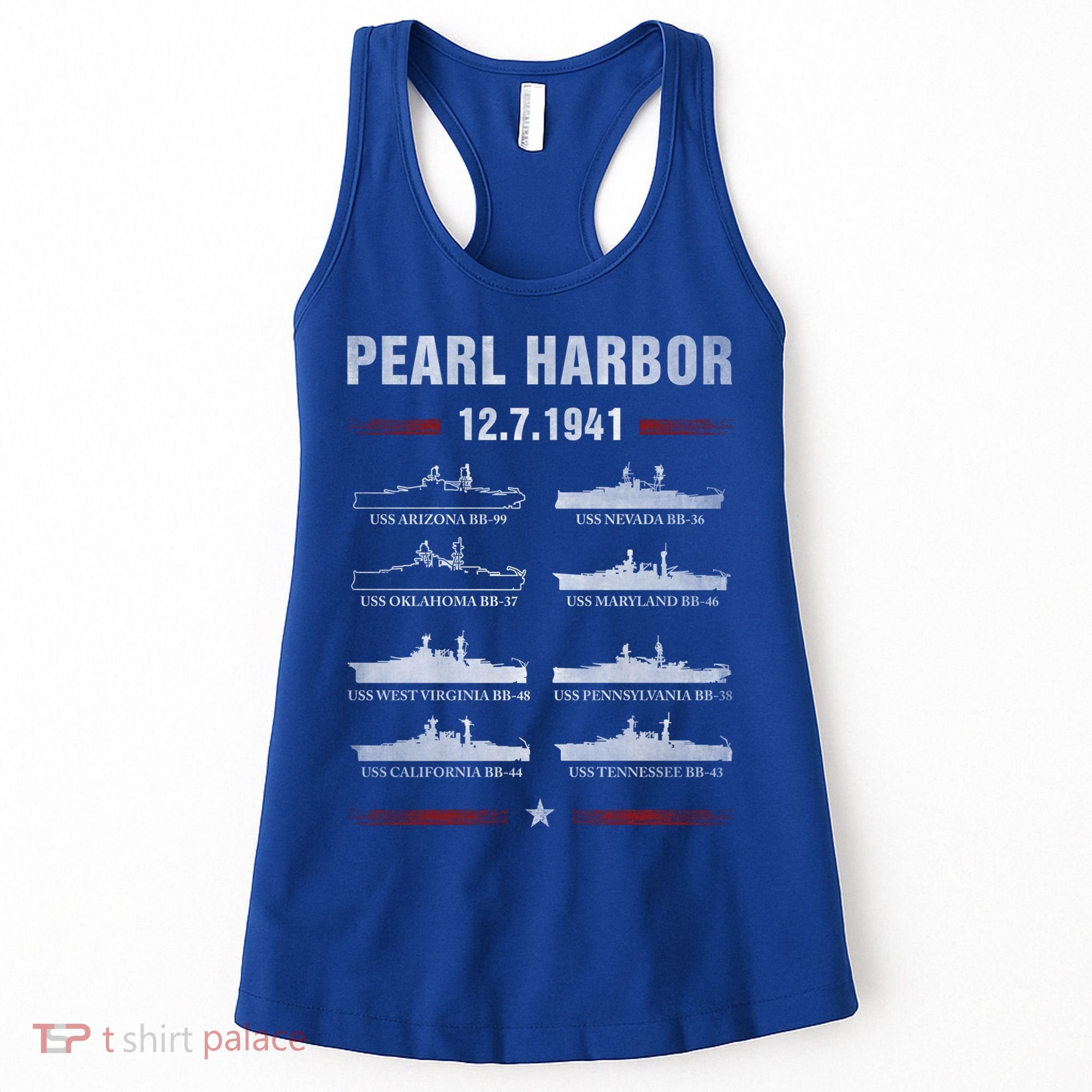 Pearl Harbor Battleship Memorial Day December 7th 1941 Wwii Cute Gift Women's Tank Top