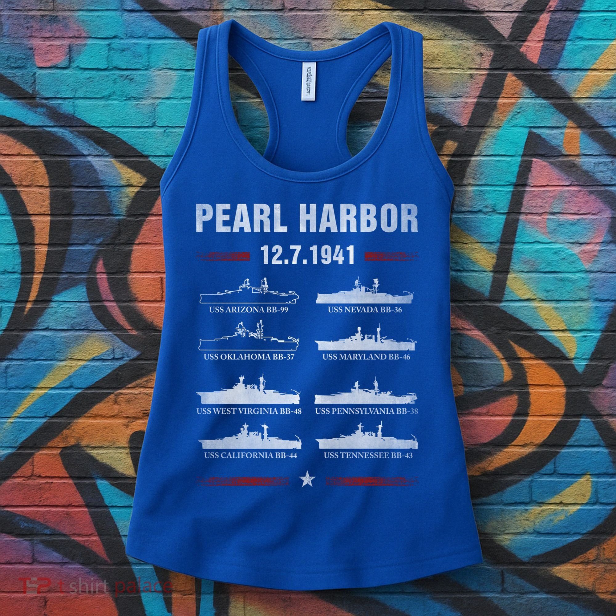 Pearl Harbor Battleship Memorial Day December 7th 1941 Wwii Cute Gift Women's Tank Top