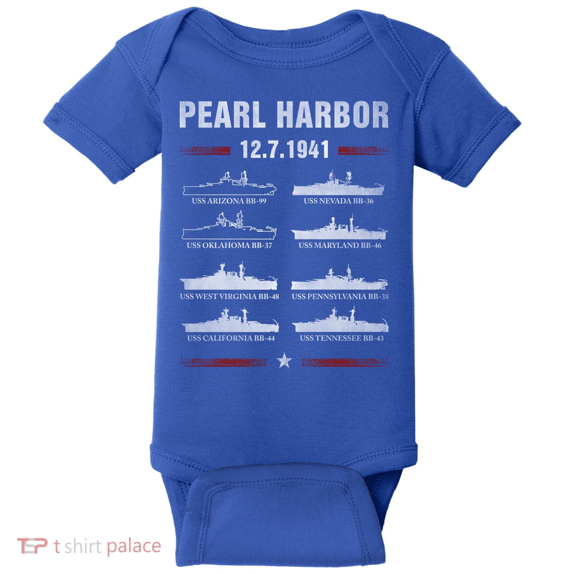 Pearl Harbor Battleship Memorial Day December 7th 1941 Wwii Cute Gift Baby Bodysuit