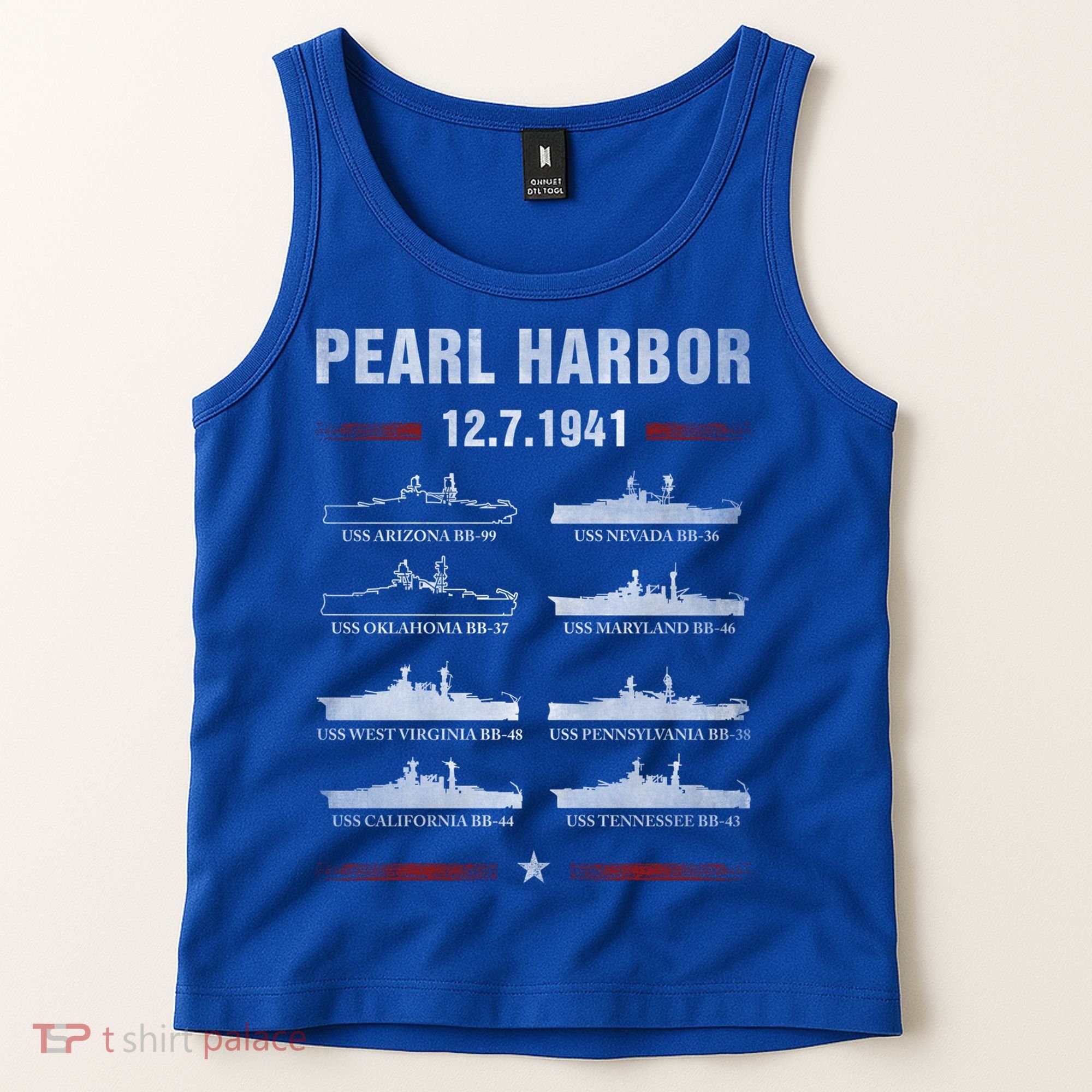 Pearl Harbor Battleship Memorial Day December 7th 1941 Wwii Cute Gift Tank Top
