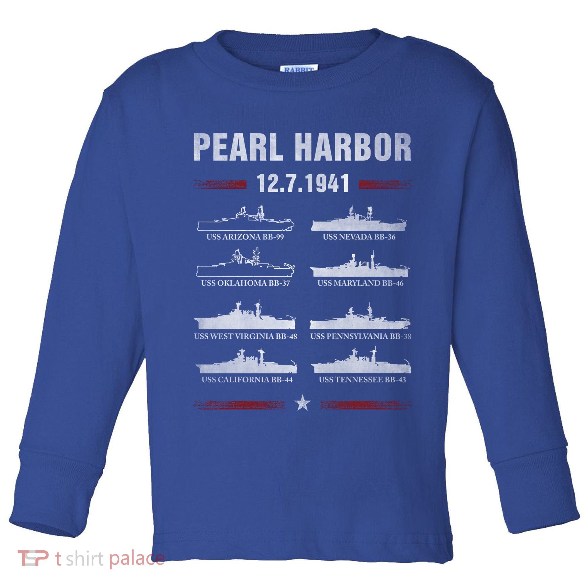 Pearl Harbor Battleship Memorial Day December 7th 1941 Wwii Cute Gift Toddler Long Sleeve Shirt