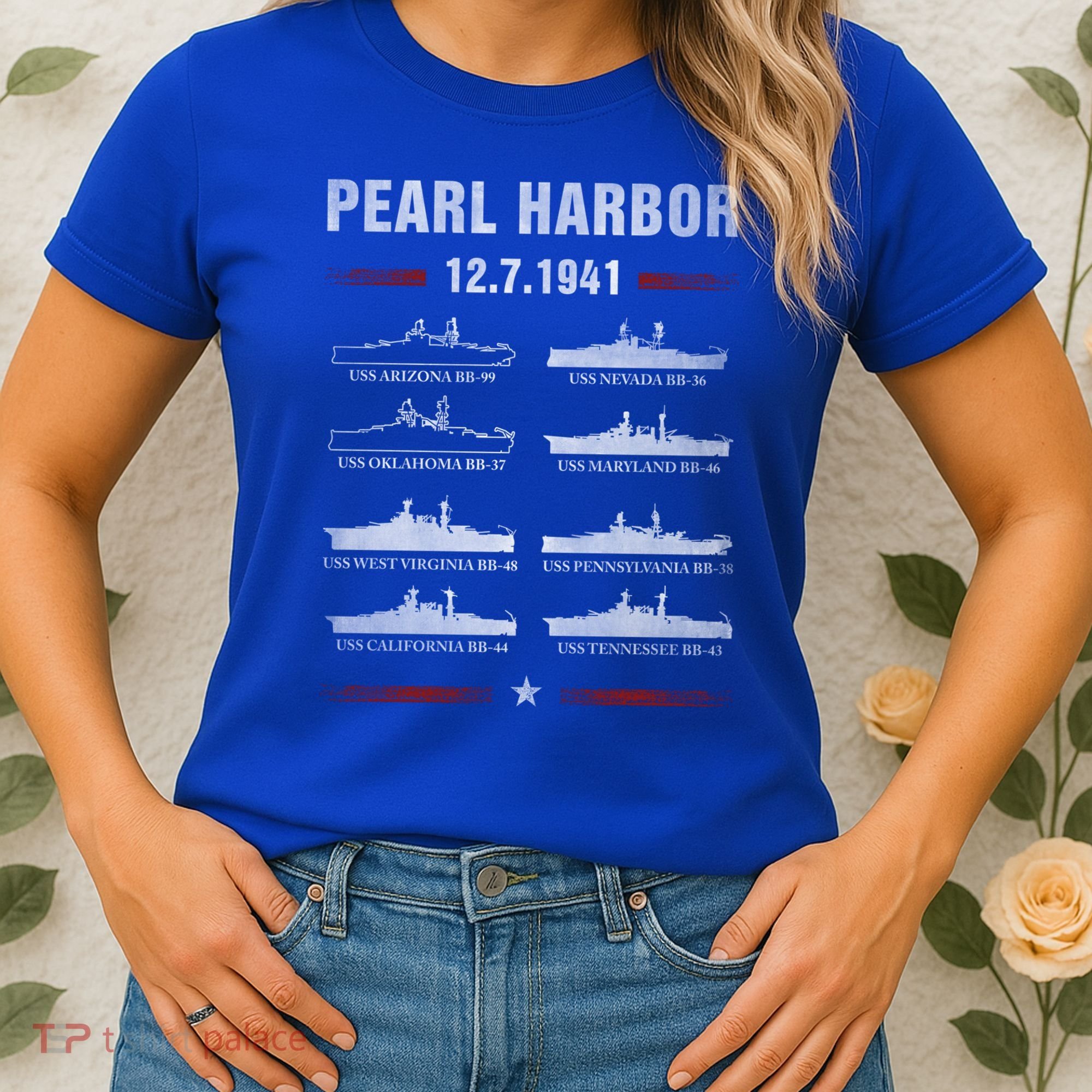 Pearl Harbor Battleship Memorial Day December 7th 1941 Wwii Cute Gift Women's T-Shirt