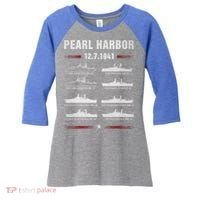 Pearl Harbor Battleship Memorial Day December 7th 1941 Wwii Cute Gift Women's Tri-Blend 3/4-Sleeve Raglan Shirt thumb 0
