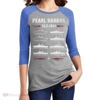 Pearl Harbor Battleship Memorial Day December 7th 1941 Wwii Cute Gift Women's Tri-Blend 3/4-Sleeve Raglan Shirt thumb 2