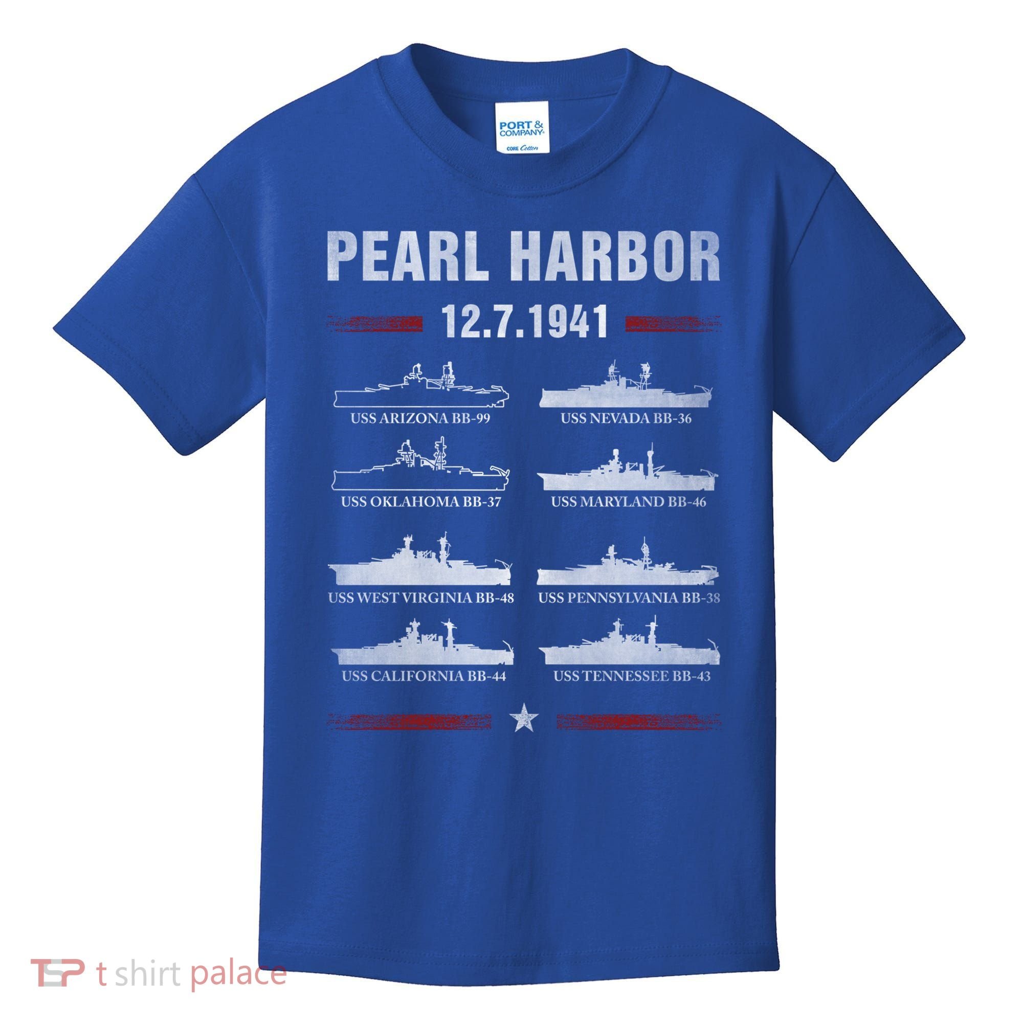Pearl Harbor Battleship Memorial Day December 7th 1941 Wwii Cute Gift Kids T-Shirt