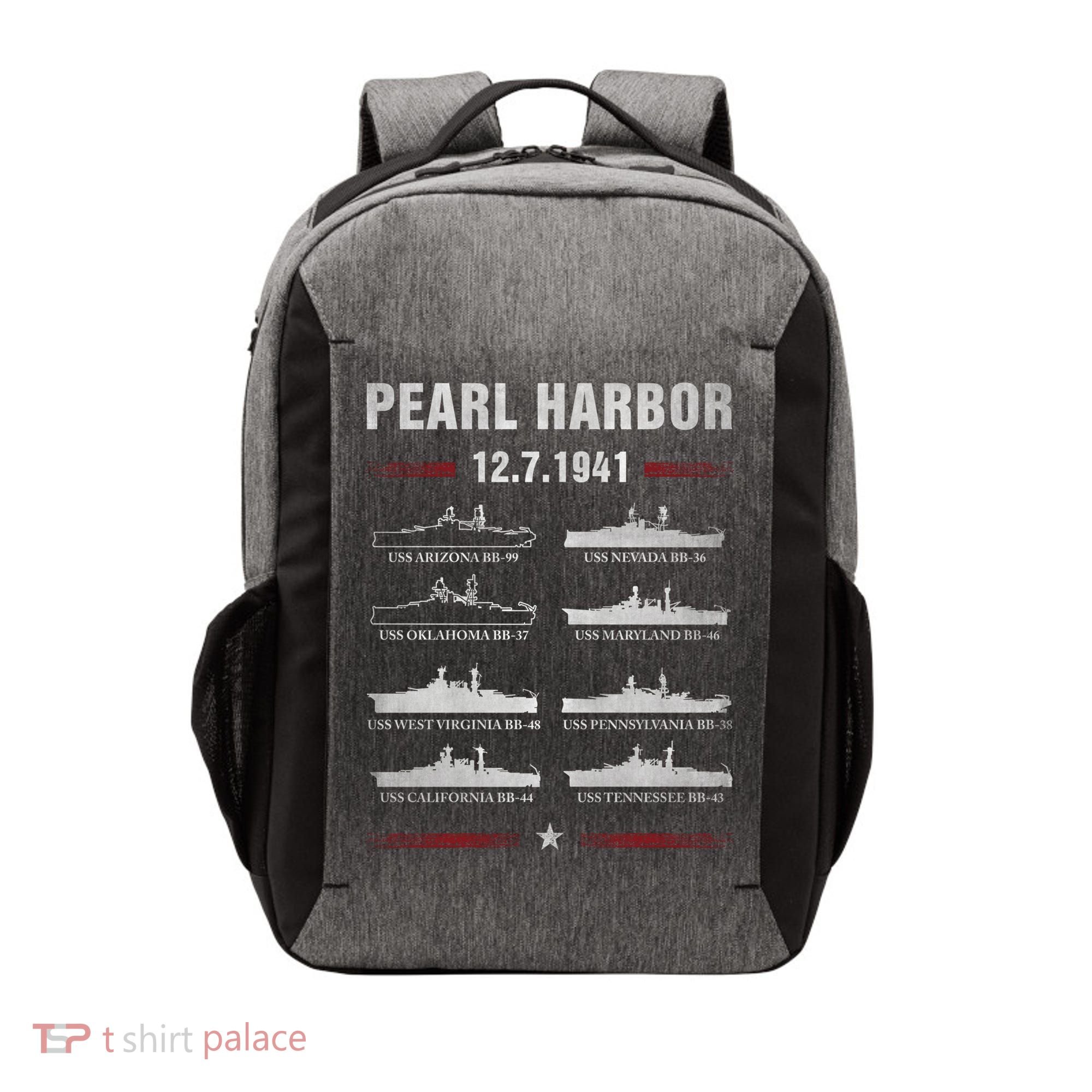 Pearl Harbor Battleship Memorial Day December 7th 1941 Wwii Cute Gift Vector Backpack