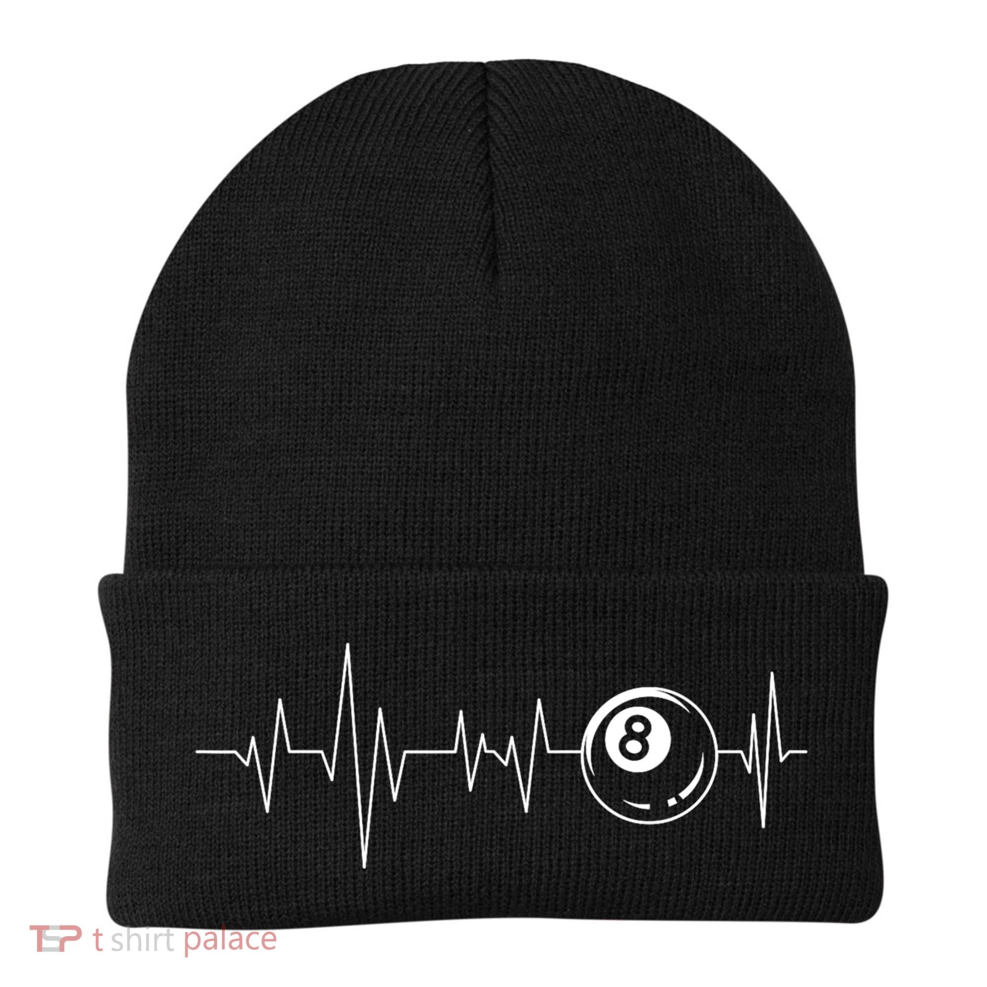 Pool Heartbeat Billiard Player Lover Sports Game Beanie