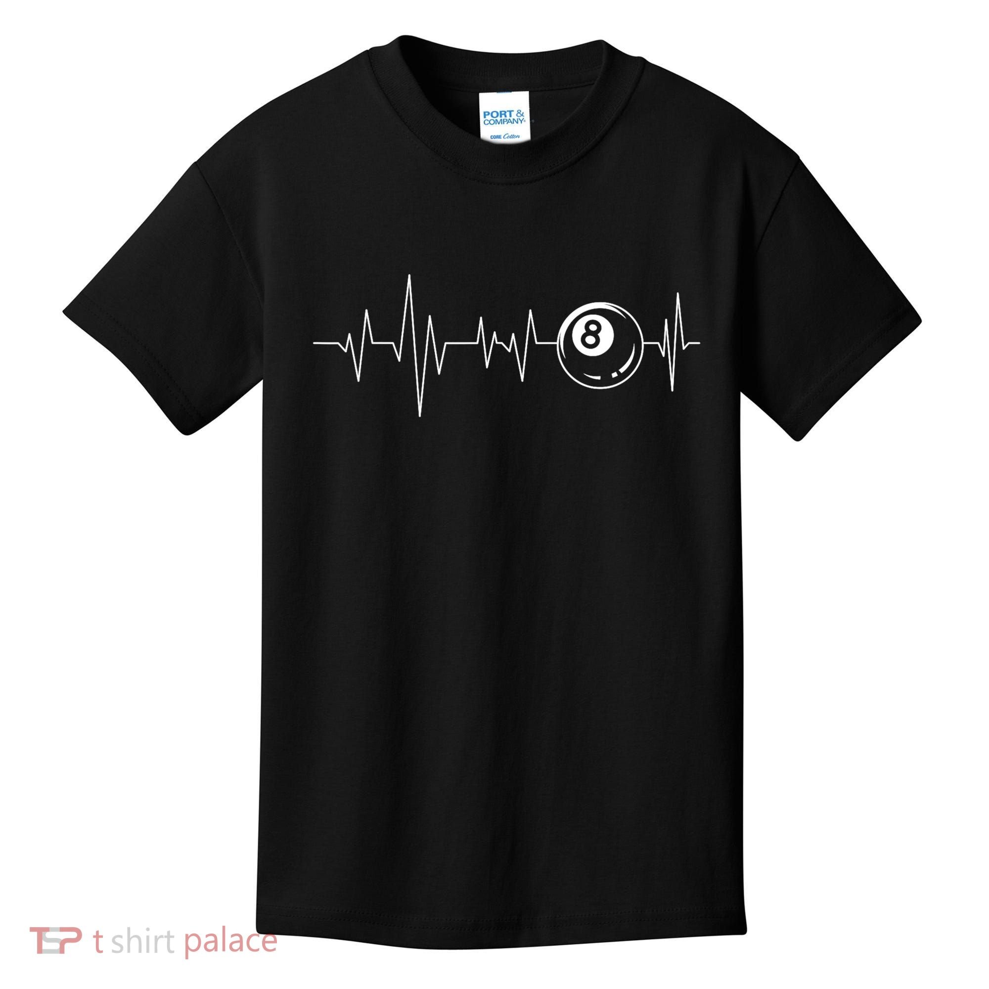 Pool Heartbeat Billiard Player Lover Sports Game Kids T-Shirt