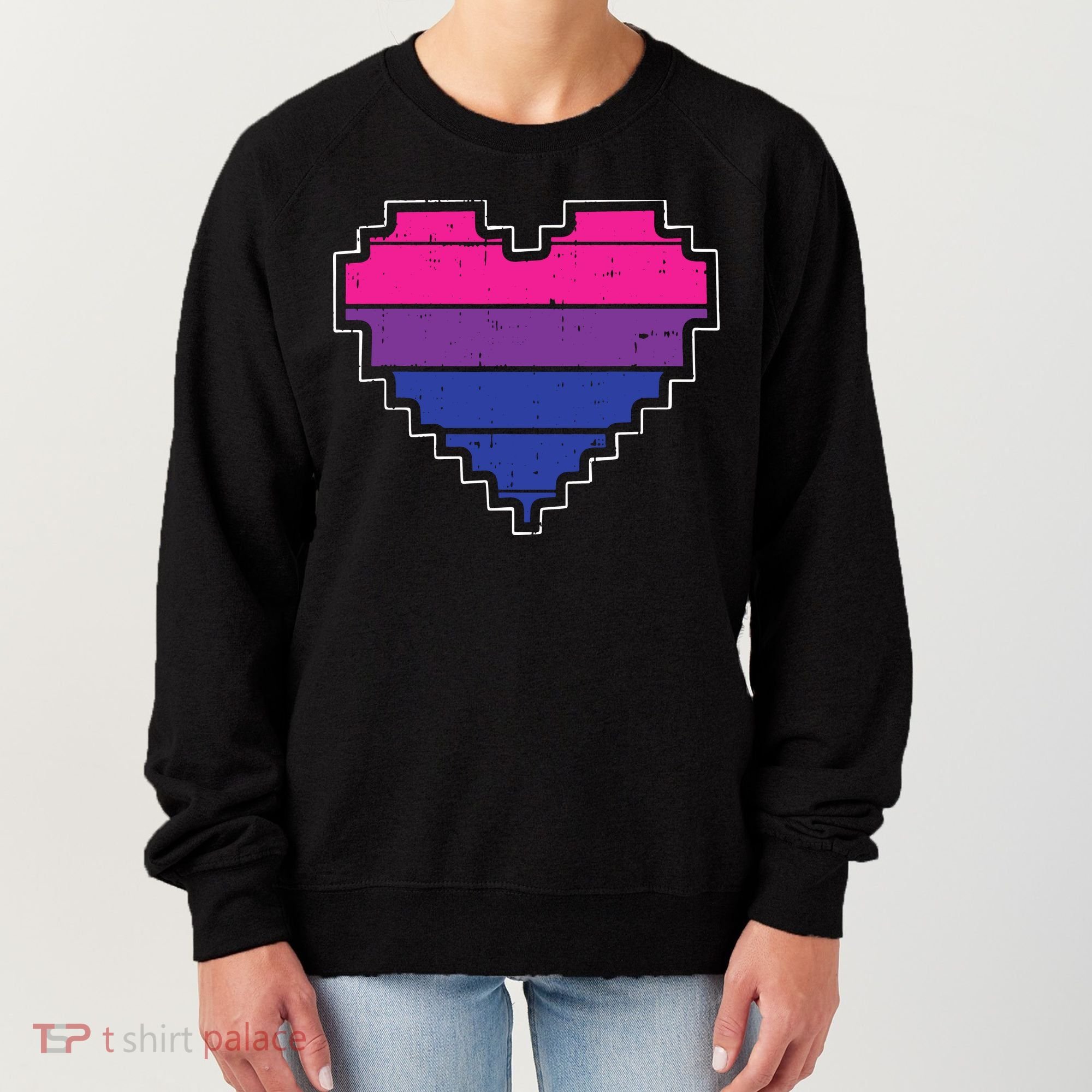 Pixel Heart Bisexual Pride Retro Gaming LGBTQ Ally Gamer Women's Sweatshirt