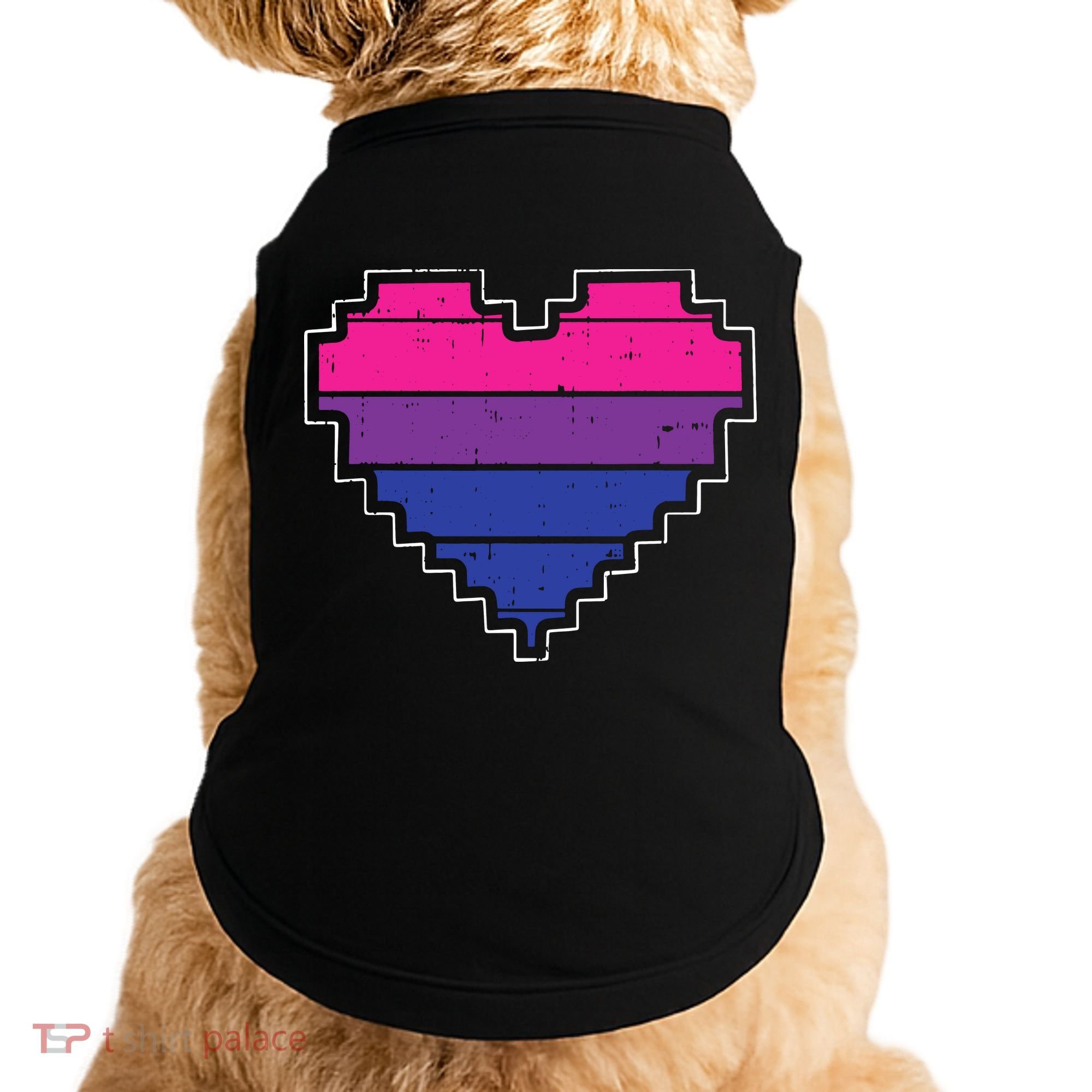 Pixel Heart Bisexual Pride Retro Gaming LGBTQ Ally Gamer Doggie Tank