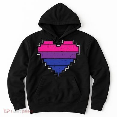 Pixel Heart Bisexual Pride Retro Gaming LGBTQ Ally Gamer Hoodie