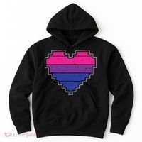 Pixel Heart Bisexual Pride Retro Gaming LGBTQ Ally Gamer Hoodie thumb 0