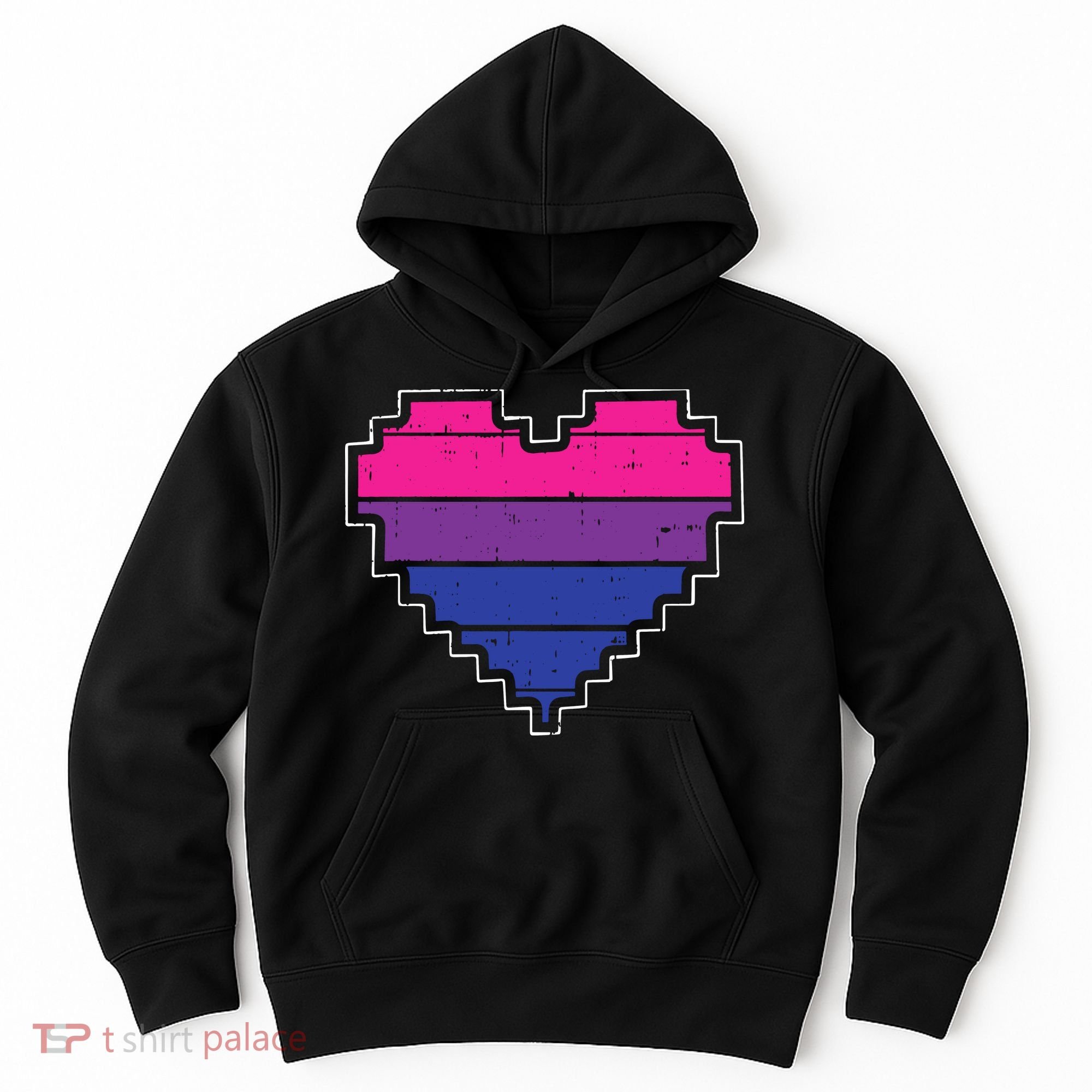 Pixel Heart Bisexual Pride Retro Gaming LGBTQ Ally Gamer Hoodie