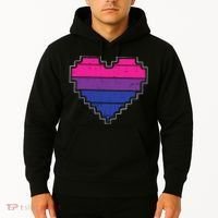 Pixel Heart Bisexual Pride Retro Gaming LGBTQ Ally Gamer Hoodie thumb 2