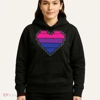 Pixel Heart Bisexual Pride Retro Gaming LGBTQ Ally Gamer Hoodie thumb 5