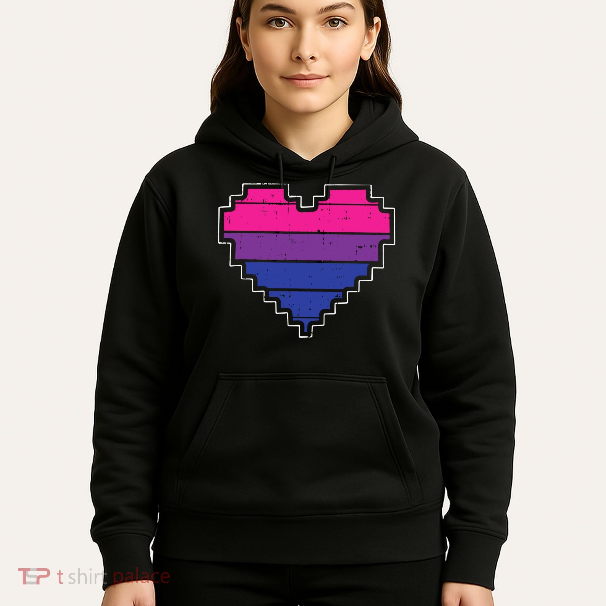 Pixel Heart Bisexual Pride Retro Gaming LGBTQ Ally Gamer Hoodie
