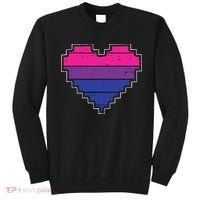 Pixel Heart Bisexual Pride Retro Gaming LGBTQ Ally Gamer Sweatshirt thumb 0
