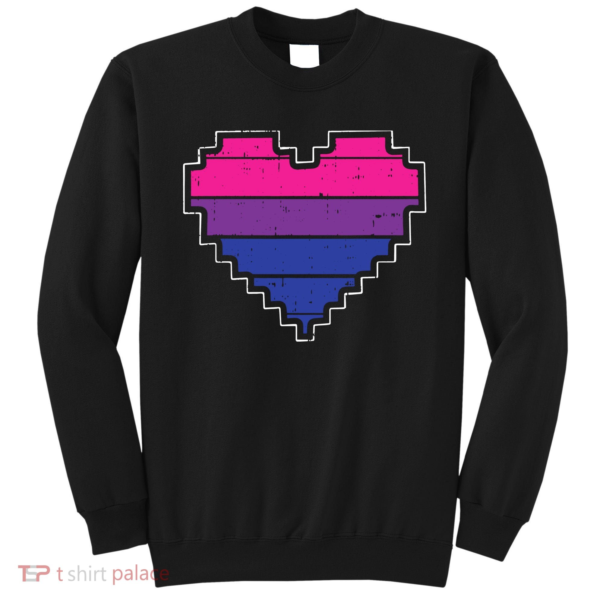 Pixel Heart Bisexual Pride Retro Gaming LGBTQ Ally Gamer Sweatshirt