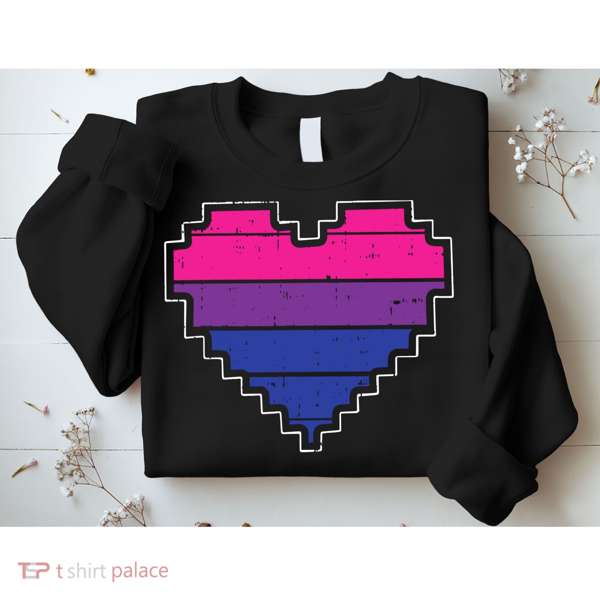 Pixel Heart Bisexual Pride Retro Gaming LGBTQ Ally Gamer Sweatshirt
