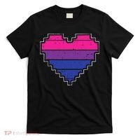 Pixel Heart Bisexual Pride Retro Gaming LGBTQ Ally Gamer T-Shirt thumb 0