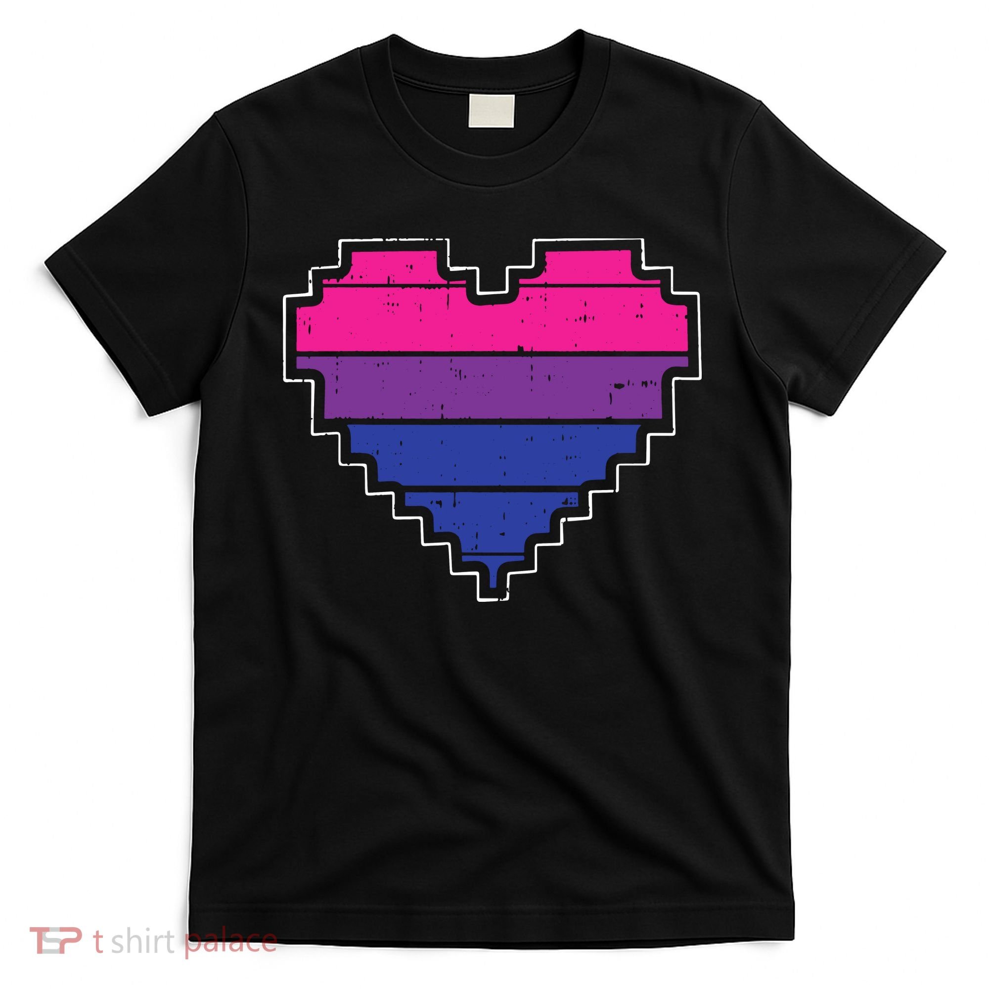 Pixel Heart Bisexual Pride Retro Gaming LGBTQ Ally Gamer T-Shirt