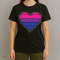 Pixel Heart Bisexual Pride Retro Gaming LGBTQ Ally Gamer T-Shirt thumb 4