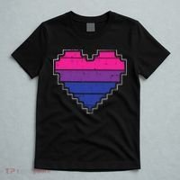 Pixel Heart Bisexual Pride Retro Gaming LGBTQ Ally Gamer T-Shirt thumb 5