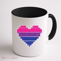 Pixel Heart Bisexual Pride Retro Gaming LGBTQ Ally Gamer Coffee Mug thumb 1