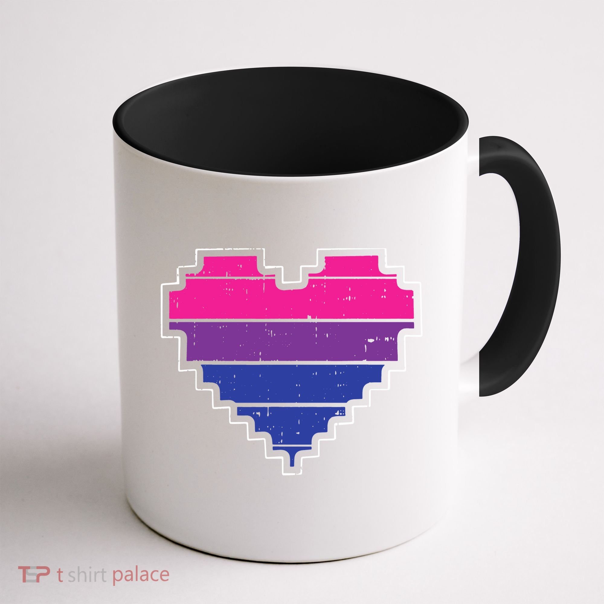 Pixel Heart Bisexual Pride Retro Gaming LGBTQ Ally Gamer Coffee Mug