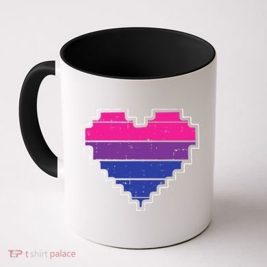 Pixel Heart Bisexual Pride Retro Gaming LGBTQ Ally Gamer Coffee Mug