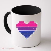 Pixel Heart Bisexual Pride Retro Gaming LGBTQ Ally Gamer Coffee Mug thumb 0