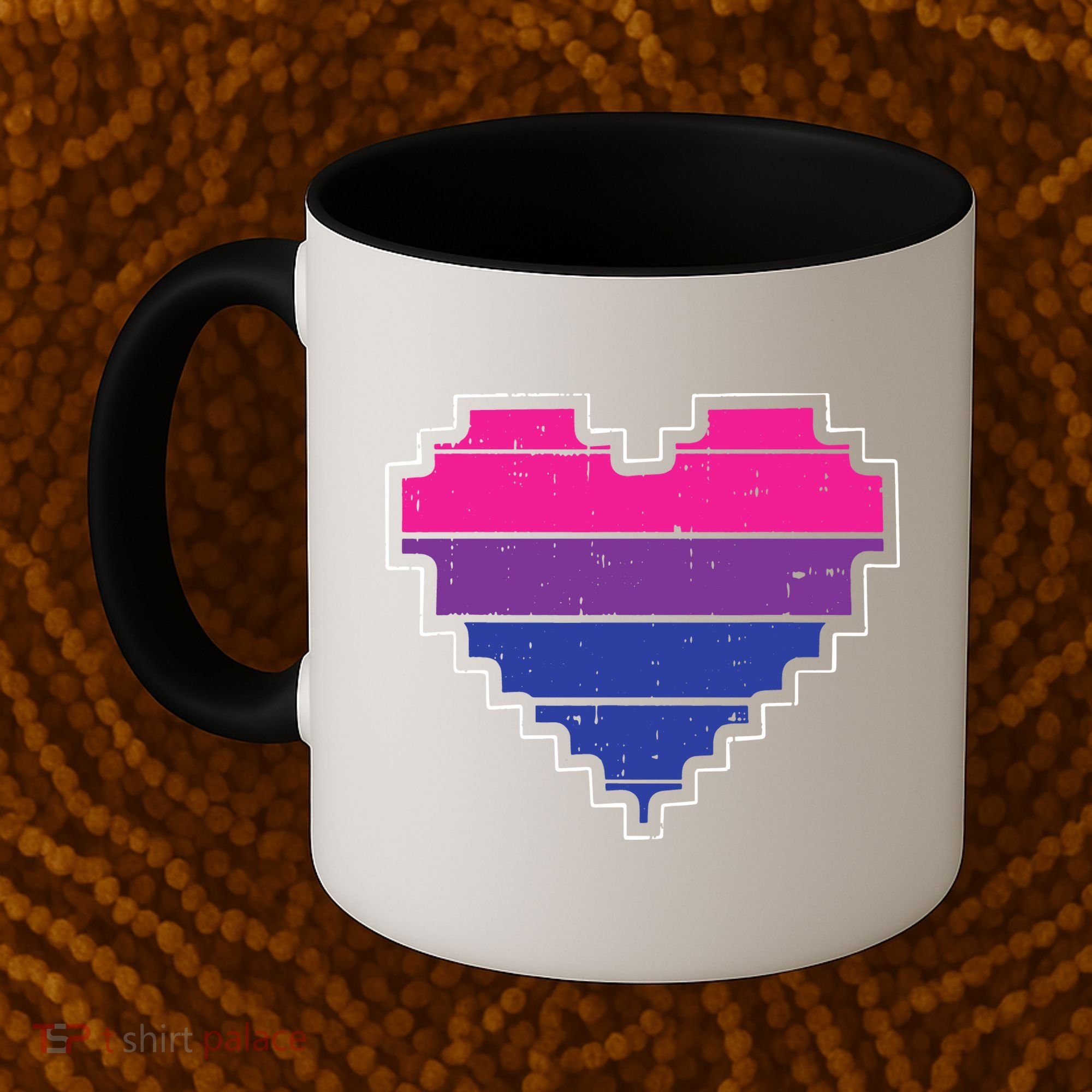 Pixel Heart Bisexual Pride Retro Gaming LGBTQ Ally Gamer Coffee Mug