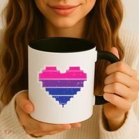 Pixel Heart Bisexual Pride Retro Gaming LGBTQ Ally Gamer Coffee Mug thumb 3