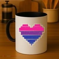 Pixel Heart Bisexual Pride Retro Gaming LGBTQ Ally Gamer Coffee Mug thumb 4
