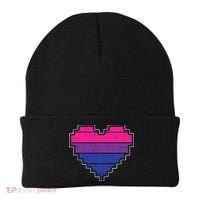 Pixel Heart Bisexual Pride Retro Gaming LGBTQ Ally Gamer Beanie thumb 0