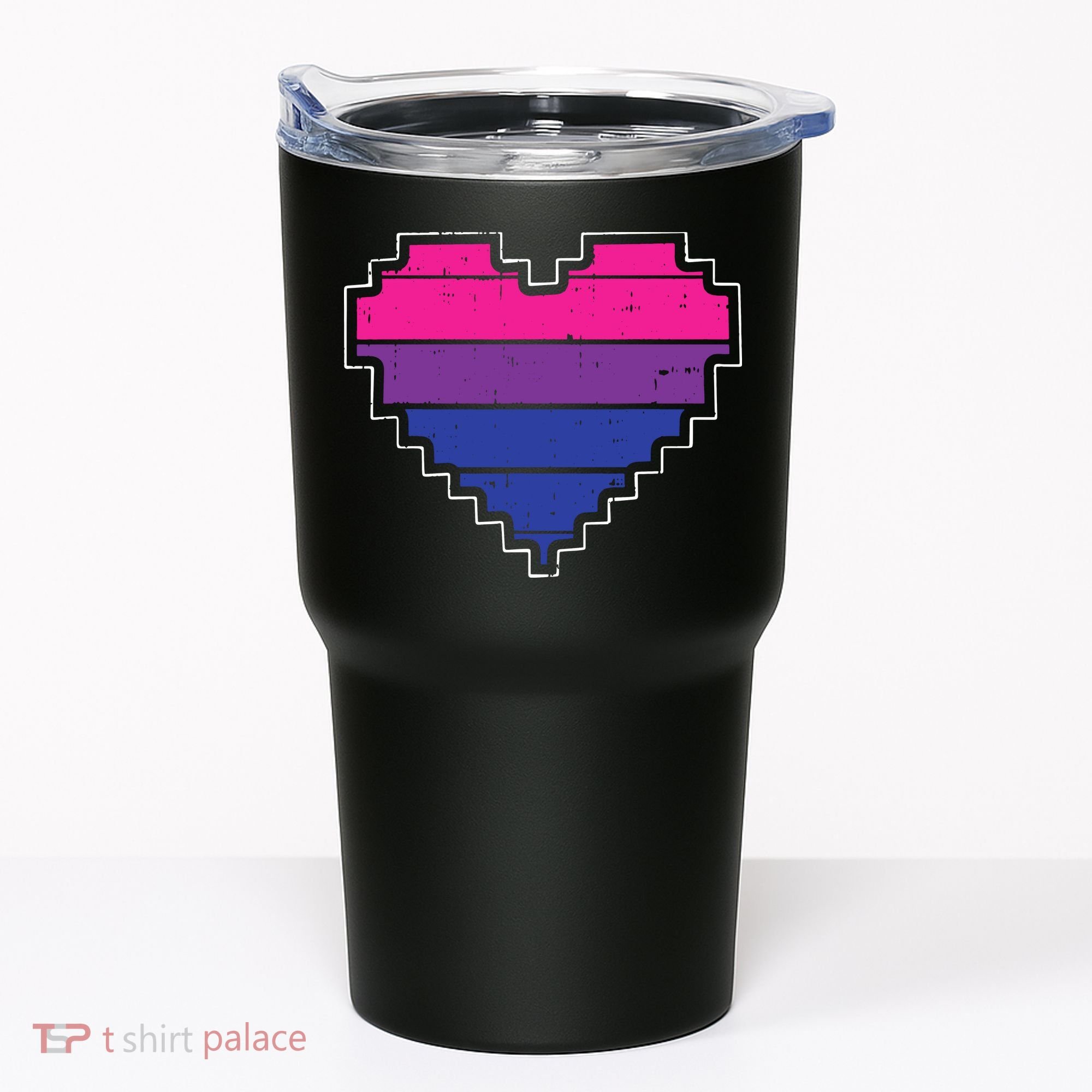 Pixel Heart Bisexual Pride Retro Gaming LGBTQ Ally Gamer Tumbler