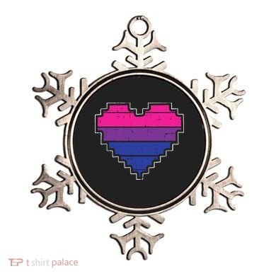 Pixel Heart Bisexual Pride Retro Gaming LGBTQ Ally Gamer Ornament
