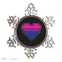 Pixel Heart Bisexual Pride Retro Gaming LGBTQ Ally Gamer Ornament thumb 0