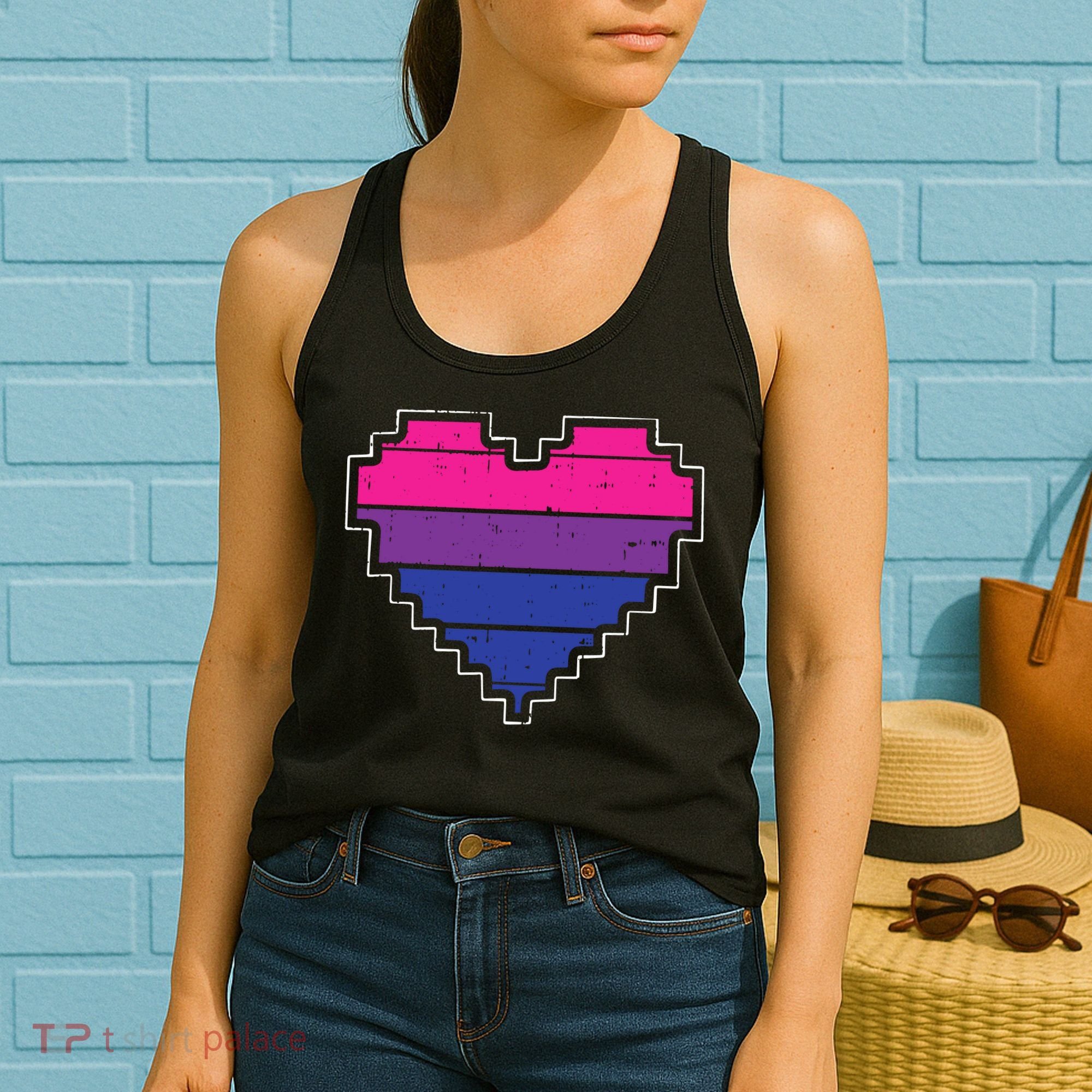 Pixel Heart Bisexual Pride Retro Gaming LGBTQ Ally Gamer Women's Tank Top