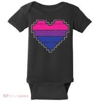 Pixel Heart Bisexual Pride Retro Gaming LGBTQ Ally Gamer Baby Bodysuit thumb 0