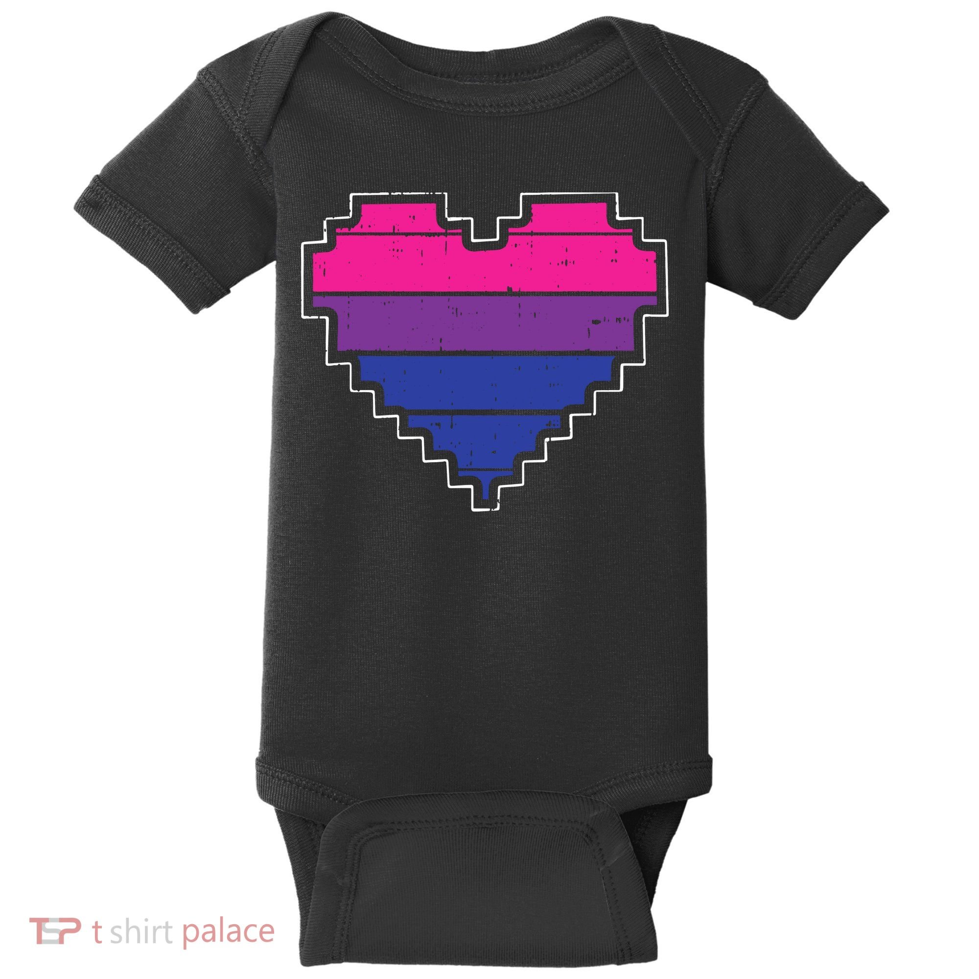 Pixel Heart Bisexual Pride Retro Gaming LGBTQ Ally Gamer Baby Bodysuit
