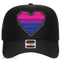 Pixel Heart Bisexual Pride Retro Gaming LGBTQ Ally Gamer Hat thumb 0