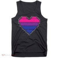 Pixel Heart Bisexual Pride Retro Gaming LGBTQ Ally Gamer Tank Top thumb 0