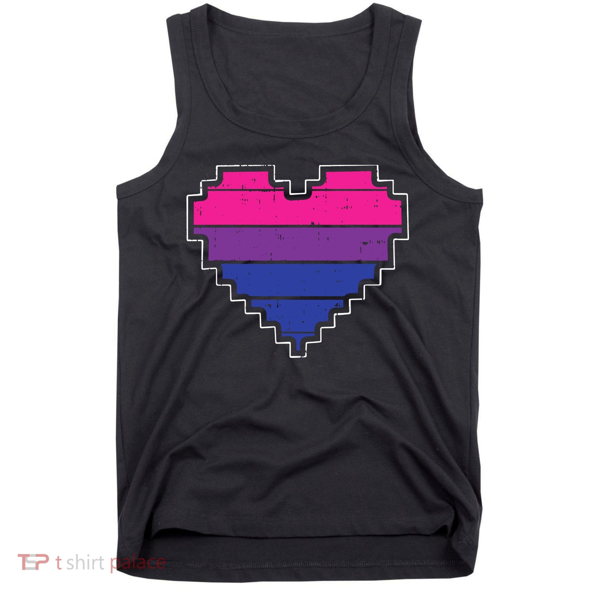 Pixel Heart Bisexual Pride Retro Gaming LGBTQ Ally Gamer Tank Top