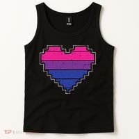 Pixel Heart Bisexual Pride Retro Gaming LGBTQ Ally Gamer Tank Top thumb 2