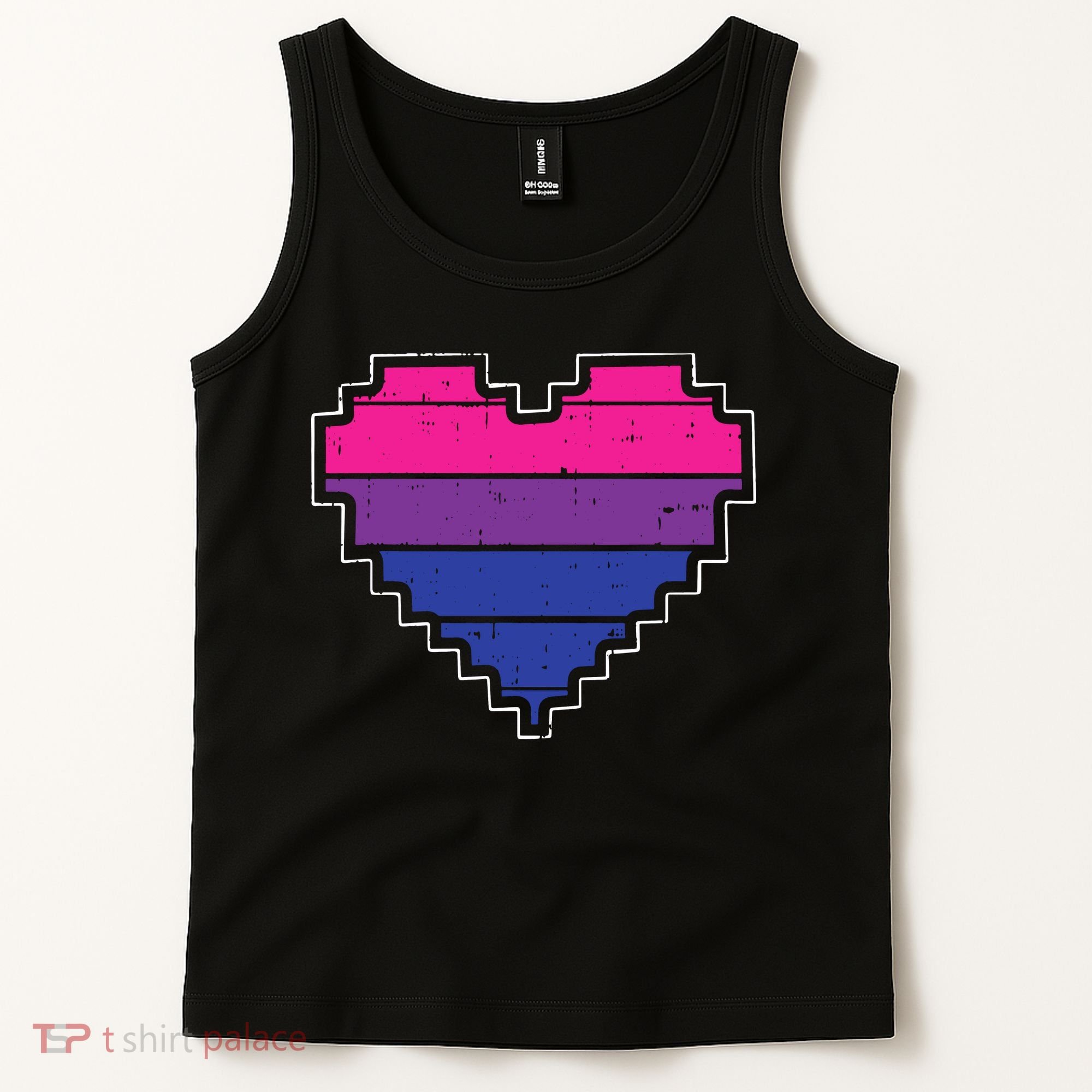 Pixel Heart Bisexual Pride Retro Gaming LGBTQ Ally Gamer Tank Top